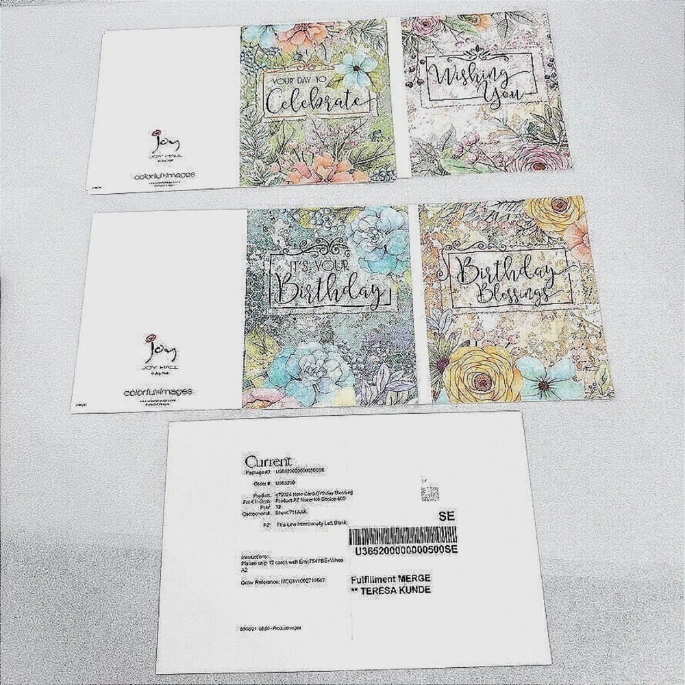 Current Inc Birthday Blank Greeting Cards Floral Assorted 8 Count Stationery